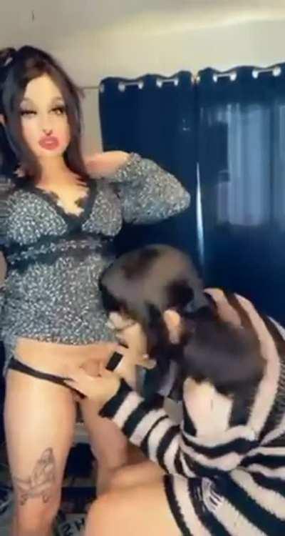 Could you handle two hung trans mommies? 🤤 Add our Snapchat: Hung_Trans