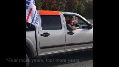 Holding up Biden signs near a Trump rally. One of many lovely comments.