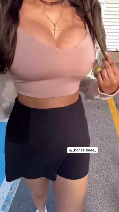 Showing off my pokies in public x