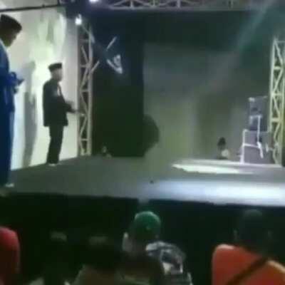 WCGW demonstrating martial arts on stage