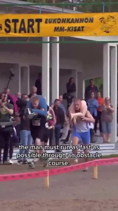 This Finnish wife carrying traditional that has turned into a competitive game