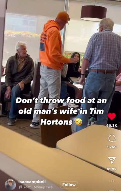 Teen throws food at an elderly and gets what he deserves
