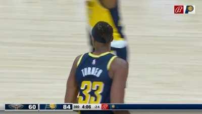 [Highlight] Myles Turner gets BIG for the putback slam over 3 Pelicans players