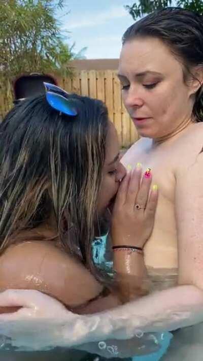 I had so much fun sucking on my Bestie’s juicy titties while our Hubbies watched