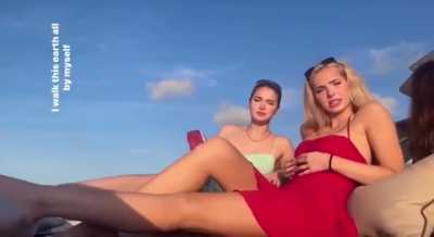 Saxon in red dress - IG December 2025