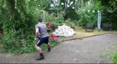This is Till… he want to show us, how to clean up a garden: German style