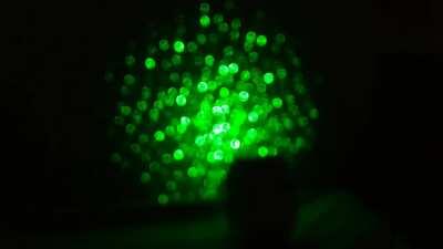 This laser projector I own does a wildly spinning afterimage when it's out of focus. You can also see it with bare eyes.