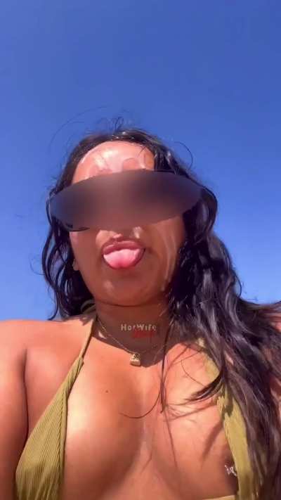 i did a cumwalk on the beach after hubby nutted on my face