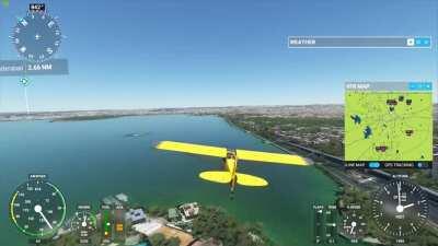 tank bund in Microsoft flight simulator almost looks real minus the buddha statue.