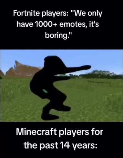 Minecraft technically has emotes now, but this is still true lol