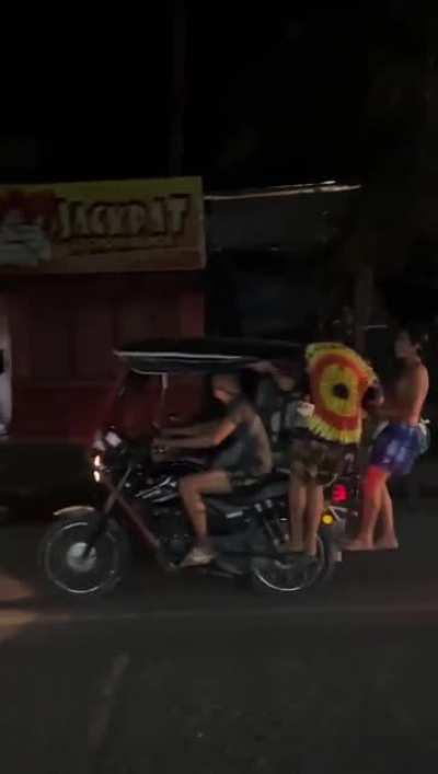 Teens blocking vehicles to welcome the new year
