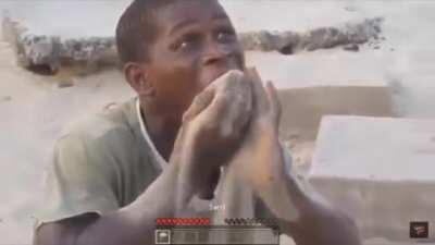 Guy eats sand in public...