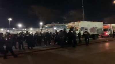 This footage of NYPD charging and arresting workers on strike for just a $1/hr raise on charges of “disorderly conduct” is straight up dystopian