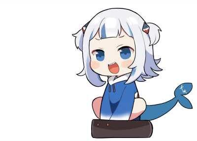 Gura on a Roomba... GOOMBA (Animated @totomori_m fanart of Gura's new loading screen)