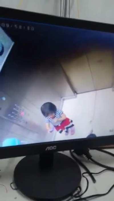 kid almost hanged in an elevator.