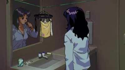 Just Misato brushing her teeth