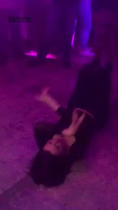 Doing splits & dancing enthusiastically at club (Julia Fox, old vid uploaded IG 2/2/21)