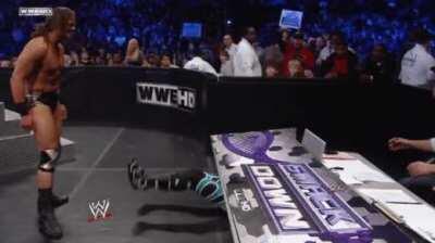 Drew McIntyre smacks Trent Barreta with a Backhand Slap to the face and the referee looked like he witnessed a murder