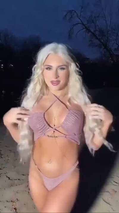 Tiffany Stratton rocking her body in a bikini