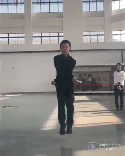 Look at this guy rope jumping and dancing at the same time