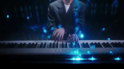 Magic piano key playing CGI visualizations but MADE BY NATURE in real life