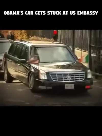 Crowd feels “the beasts” pain (name for presidential limo) when Obamas ride got stuck at the Embassy in Ireland..