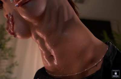 the girl has very nice abs