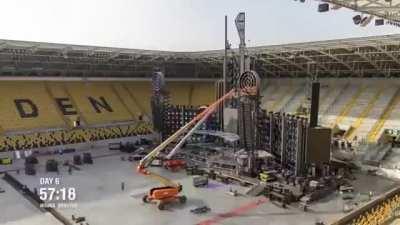Preparing a stadium for Rammstein