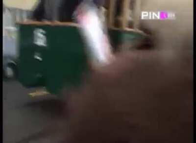 Idiot tram driver smashes into another tram in Bosnia