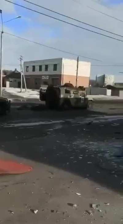 A column of Russian light armoured vehicles eliminated in Kharkiv