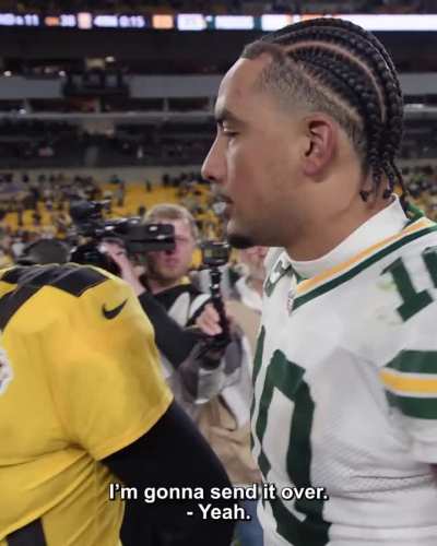 [Mic'd Up] Aaron Rodgers and Jordan Love meet up after SNF