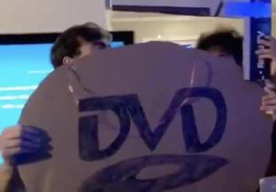 Dressing up as the DVD bubble on halloween
