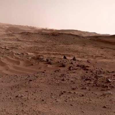 Surface of the Mars shot by Curiosity Rover and Martian winds sound captured by Insight lander. Credit: NASA​/​JPL-Caltech​/​MSSS