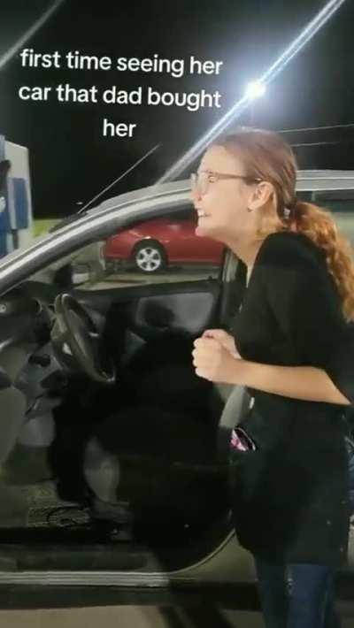 Gratefulness First Time Seeing Car Dad Bought Her