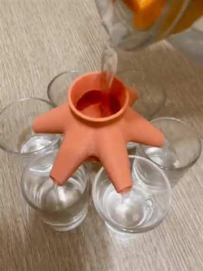 This device is made to pour 6 glasses at once