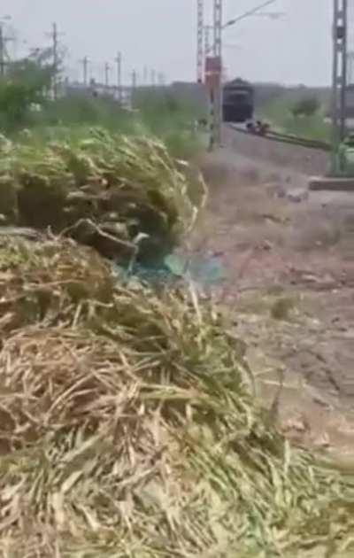 Idiot showing off riding skills on Train tracks.