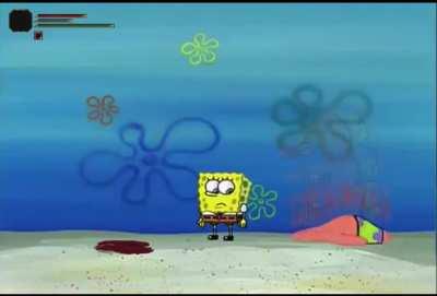 Touching bloodstains in a boss room