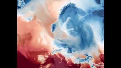 Визуализация температурных потоков в Европе в январе, феврале и марте