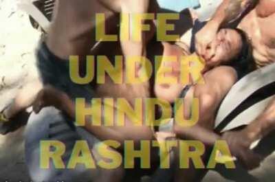 This is what happens when Hindu men find a Muslim girl strolling outside. She doesn't mind and they definitely don't mind as well. 😏