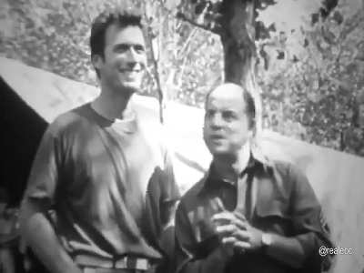 Don Rickles interviews Clint Eastwood on the set of Kelly's Heroes (1970)