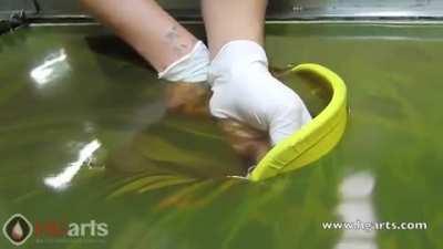 Hydrographic flames applied to a helmet