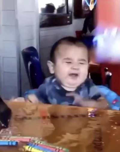 Casually filming the baby watching from the phone