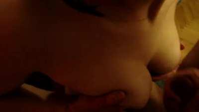 Handjob and cumshot on tits