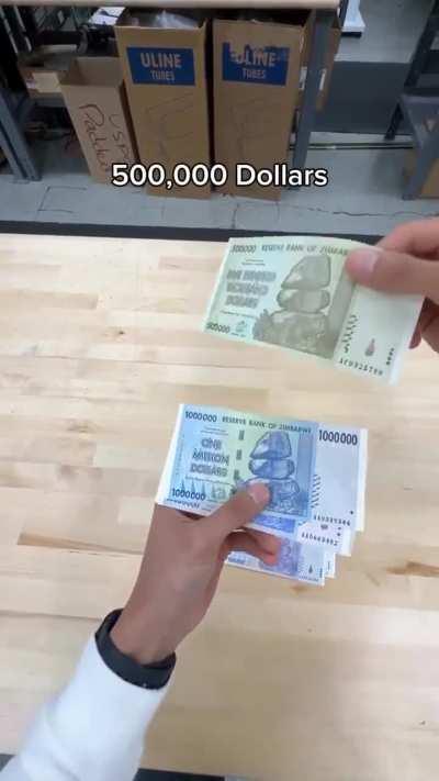 Bills in Zimbabwe during hyperinflation in 2007-08