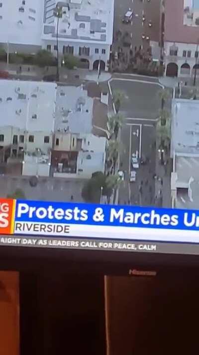 News Chopper Pans Out As Riverside County Sheriff Smashes Car Window For No Reason At Peaceful BLM Protest - Caught Red Handed