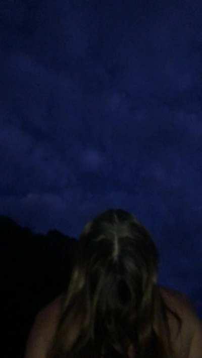 Beautiful blonde gets fucked from behind under the full moon