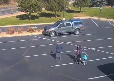 Windy day in a parking lot..