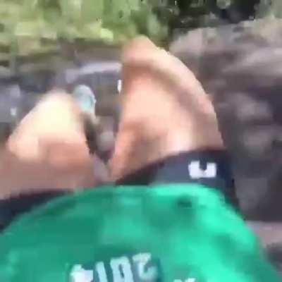 Falling down a waterfall