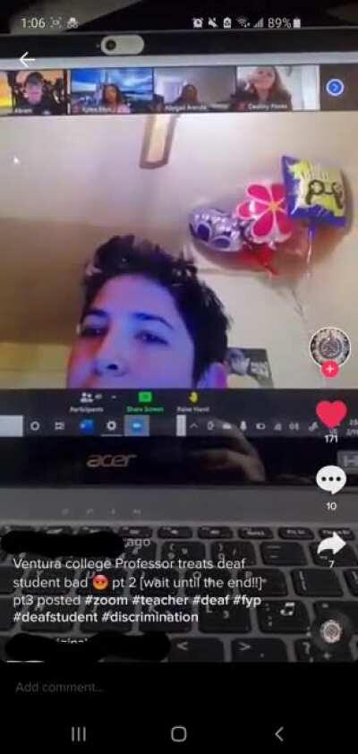 POS Ventura College Professor calls out hearing impaired woman for getting his lesson translated from a translator.