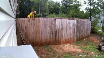 Spent a few thousand dollars to build a fence to keep my dog from scaring the neighbors....